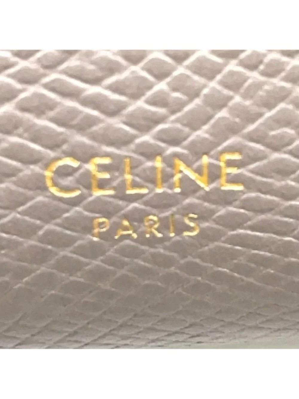 Celine Strap Wallet Leather Gray Bifold Gold